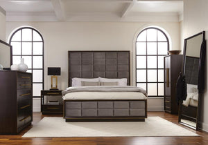 Durango Queen Upholstered Bed - Smoked Peppercorn & Grey