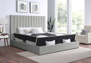 France Storage Platform Bed - Gray Velvet