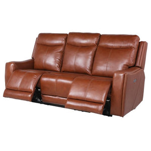 Natalia Leather Dual Power Reclining Sofa - Caramel