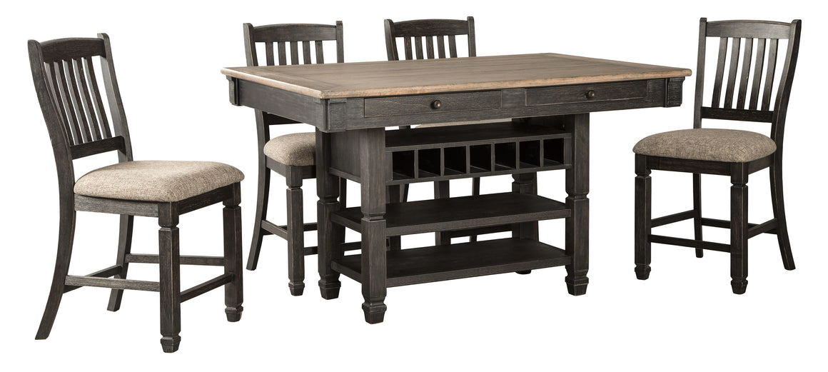 Tyler Creek Counter Height Dining Table and 4 Barstools - Black/Gray