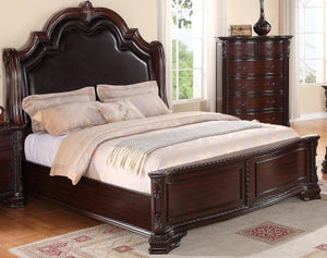 dark brown uhpolstery bed with padded leatherette complete set 