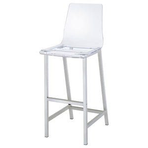 Juelia Clear Acrylic Bar Chair - Chrome (Set of 2)