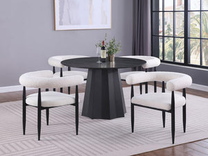 Camden 5-piece Round Faux Marble Top Dining Table Set - Black