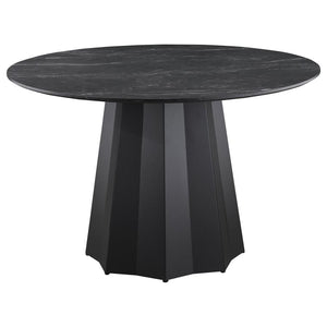 Camden 5-piece Round Faux Marble Top Dining Table Set - Black