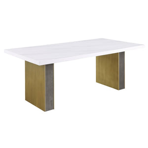 Carla 80-inch Cultured Carrara Marble Top Dining Table - White