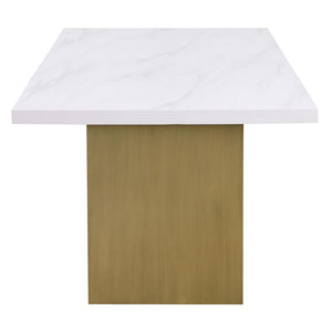Carla 80-inch Cultured Carrara Marble Top Dining Table - White