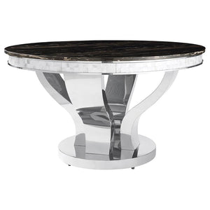Anchorage Round 51-inch Glass Top Dining Table - Chrome