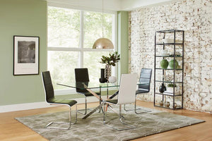 Carmelo 5-piece Rectangular Glass Top Dining Set - Chrome