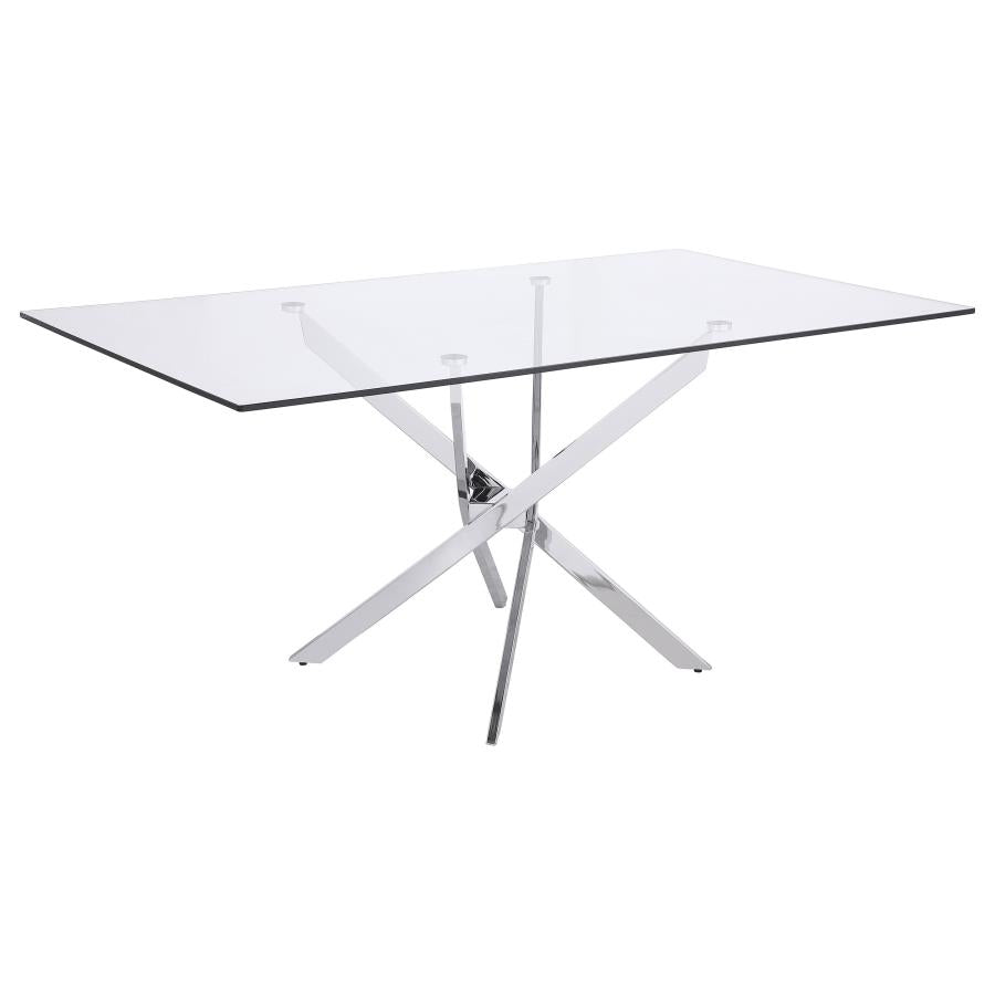 Carmelo 5-piece Rectangular Glass Top Dining Set - Chrome