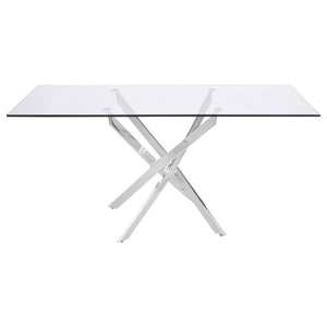 Carmelo 5-piece Rectangular Glass Top Dining Set - Chrome