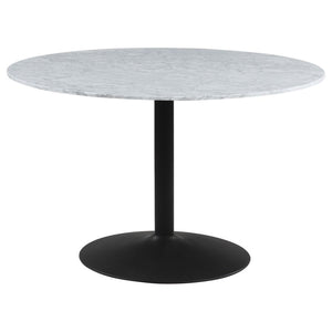 Bartole Round 48-inch Italian Marble Top Dining Table - White