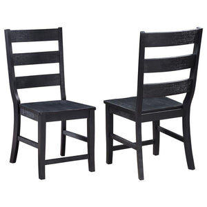Newport Ladder Back Wood Dining Side Chair - Black (Set of 2)
