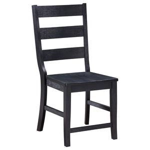Newport Ladder Back Wood Dining Side Chair - Black (Set of 2)