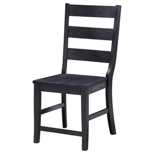 Newport Ladder Back Wood Dining Side Chair - Black (Set of 2)