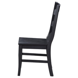 Newport Ladder Back Wood Dining Side Chair - Black (Set of 2)