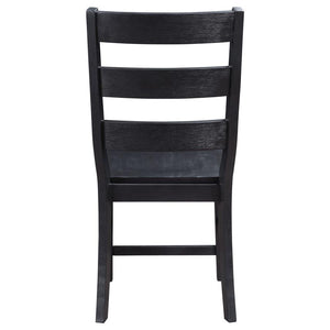 Newport Ladder Back Wood Dining Side Chair - Black (Set of 2)