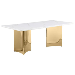 Telvin Rectangular 79-inch Marble Top Dining Table - White