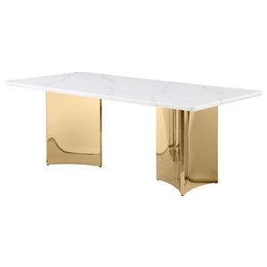 Telvin Rectangular 79-inch Marble Top Dining Table - White
