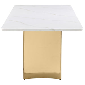 Telvin Rectangular 79-inch Marble Top Dining Table - White