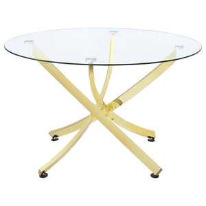 Beckham Round 46-inch Glass Top Dining Table - Brass