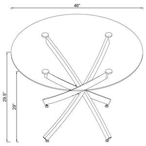 Beckham Round 46-inch Glass Top Dining Table - Brass