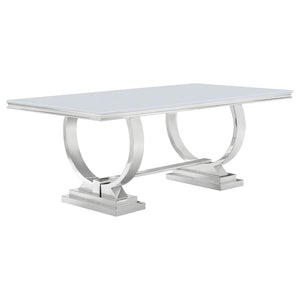 Antoine Rectangular 95-inch Glass Top Dining Table - White