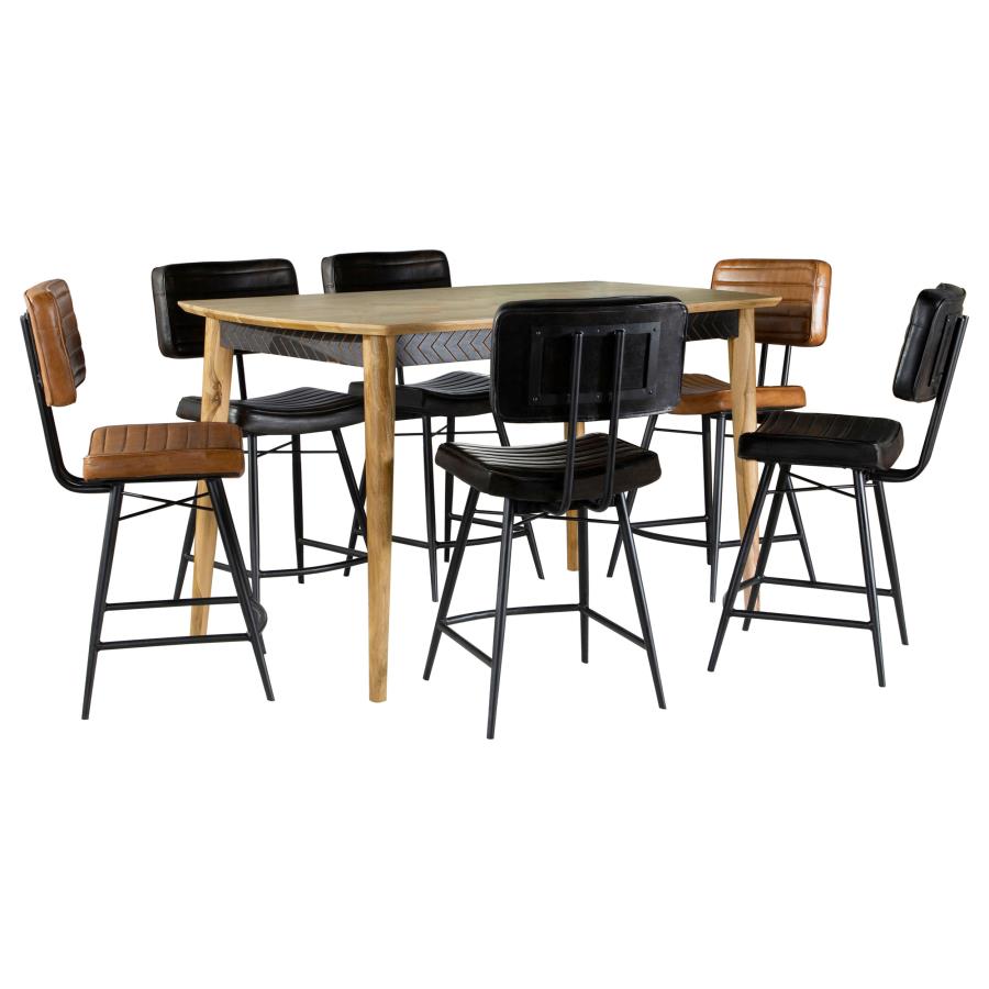 Partridge 7-piece Counter Dining Set - Espresso and Camel
