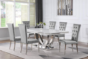 Kerwin 7-piece Rectangular Dining Table Set - Grey and Chrome