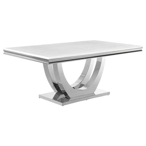 Kerwin 7-piece Rectangular Dining Table Set - White and Chrome