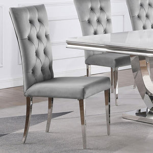 Kerwin Velvet Upholstered Dining Side Chair - Grey (Set of 2)