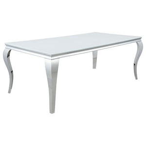 Carone Rectangular 81-inch Glass Top Dining Table - White