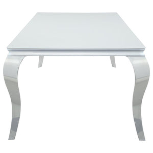 Carone Rectangular 81-inch Glass Top Dining Table - White