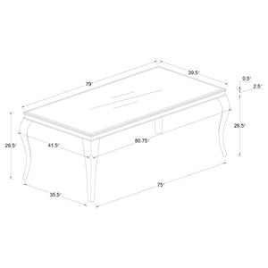 Carone Rectangular 81-inch Glass Top Dining Table - White
