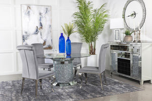 Ellie 5-piece Mirrored Pedestal Dining Table Set - Grey