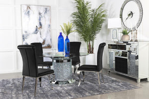 Ellie 5-piece Mirrored Pedestal Dining Table Set - Black