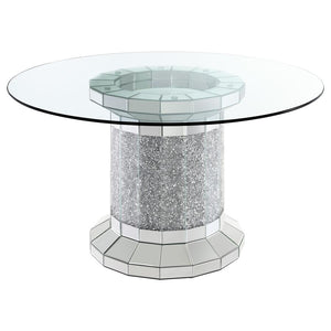 Ellie 5-piece Mirrored Pedestal Dining Table Set - Black