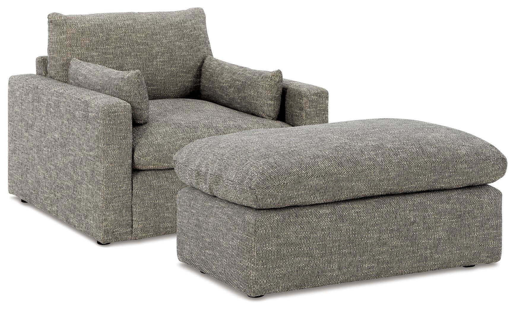Dramatic Oversized Chair and Ottoman Set - Granite