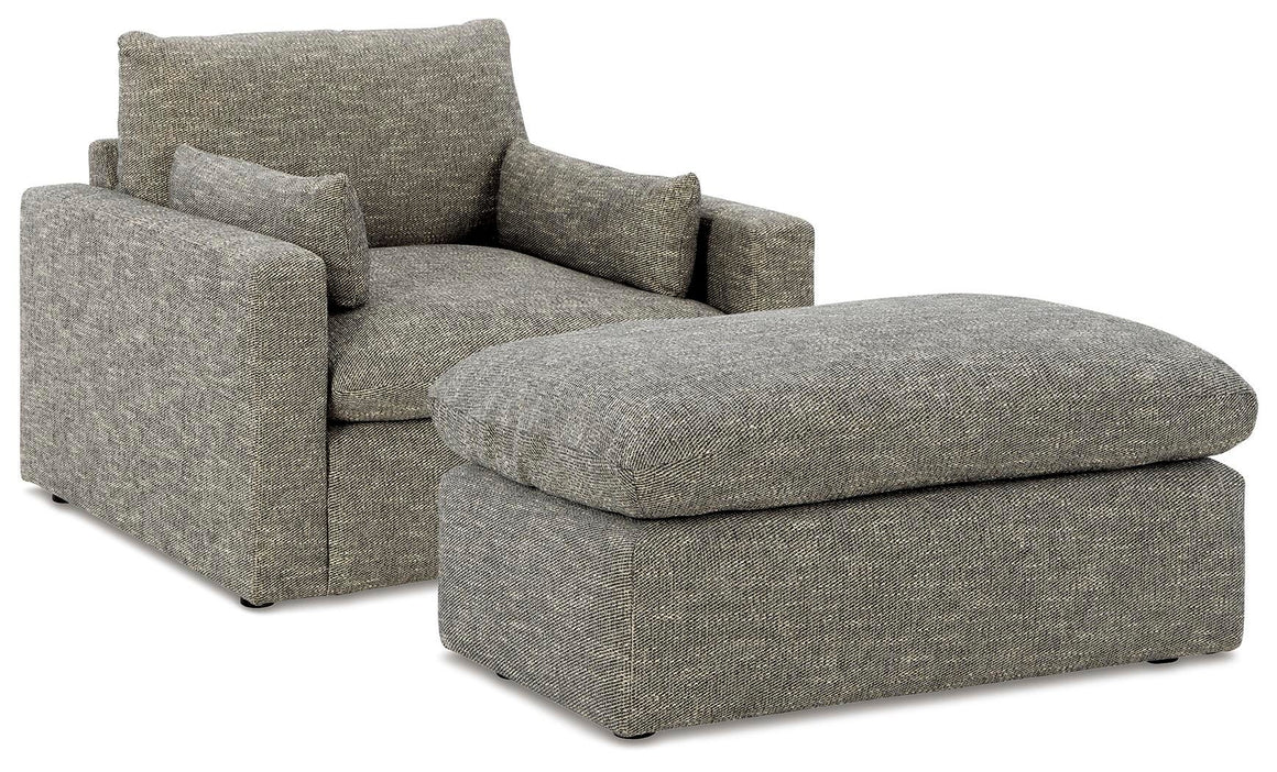 Dramatic Oversized Chair and Ottoman Set - Granite