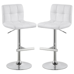Lenny Upholstered Adjustable Bar Stool - White (Set of 2)