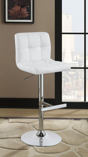 Lenny Upholstered Adjustable Bar Stool - White (Set of 2)