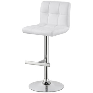 Lenny Upholstered Adjustable Bar Stool - White (Set of 2)