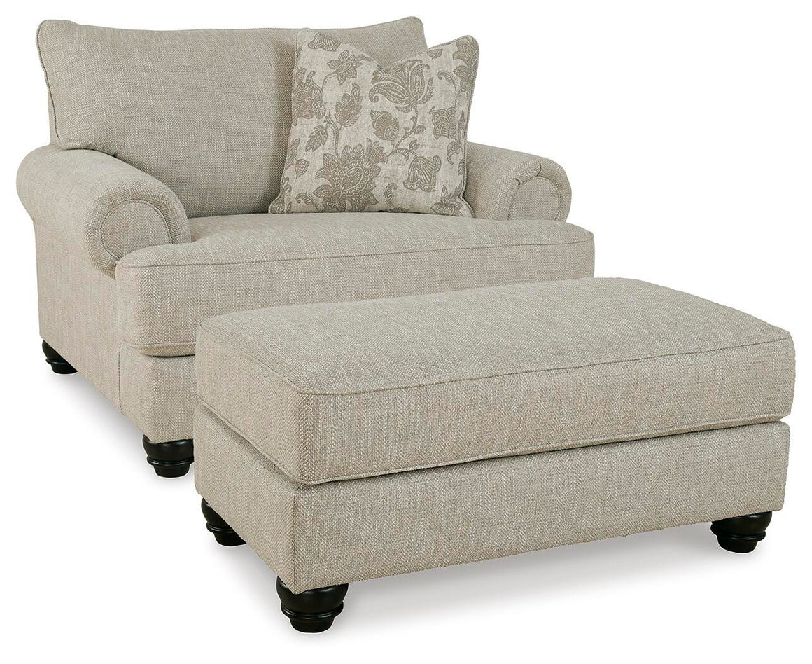 Asanti Oversized Chair and Ottoman Set - Fog