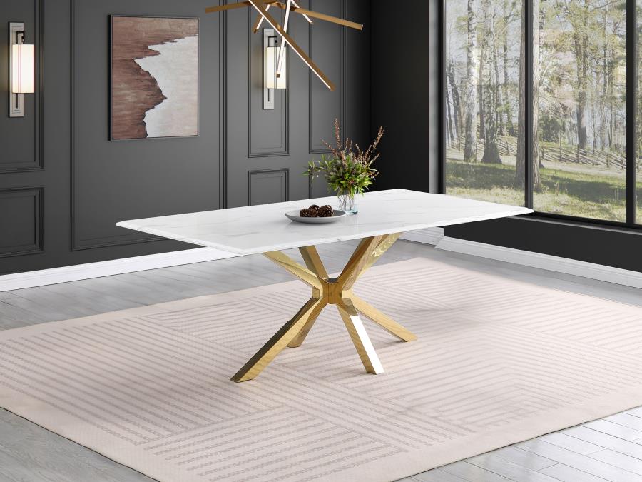 Venera Rectangular 79-inch Faux Marble Dining Table - White