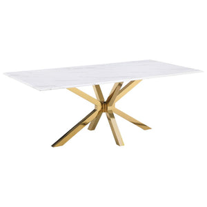 Venera Rectangular 79-inch Faux Marble Dining Table - White