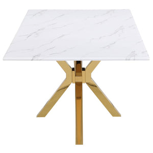 Venera Rectangular 79-inch Faux Marble Dining Table - White
