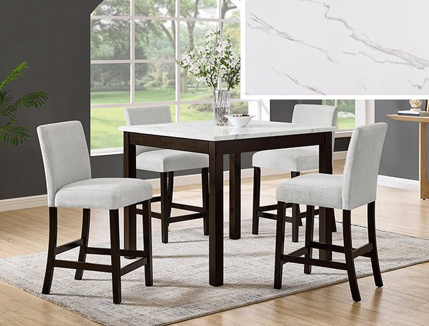 Lennon 5-Piece Counter Height Set-Brown by Crown Mark