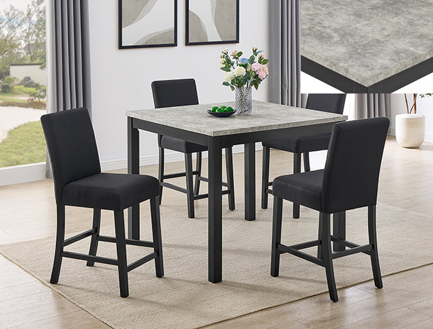 Lennon 5-Piece Counter Height Set-Concrete by Crown Mark
