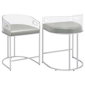 Thermosolis Clear Acrylic Counter Chair - Chrome (Set of 2)