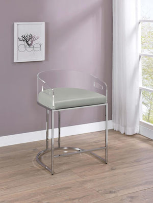 Thermosolis Clear Acrylic Counter Chair - Chrome (Set of 2)