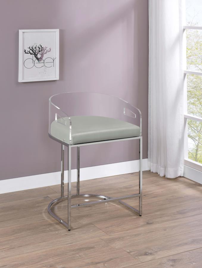 Thermosolis Clear Acrylic Counter Chair - Chrome (Set of 2)